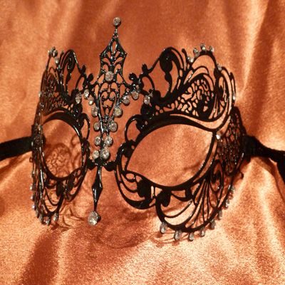 Venetian mask Black mask Masquerade Ball mask Laser-Cut metal mask with Rhinestones