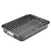 Farberware Bakeware Nonstick Steel Roaster with Flat Rack, 11-Inch x 15-Inch, Gray view 1