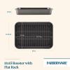 Farberware Bakeware Nonstick Steel Roaster with Flat Rack, 11-Inch x 15-Inch, Gray view 2