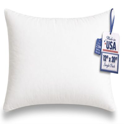 Foamily Throw Pillows Insert 12 x 20 Inches Hypoallergenic, Made in USA - Lumbar Decorative Couch, Bed Pillow