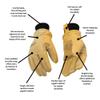 Kinco, 901-L, Men's Pigskin Leather Ski Glove, HeatKeep Thermal Lining, Draylon Thread, Large, Golden, with Nikwax Waterproof Wax, Large view 3