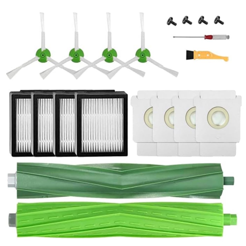 Replacement Parts for iRobot Roomba i7 j7 i3 i4 i7 Plus i1 i3+ i4 i4+ i6 i6+ i8 i8+ j7+ plus, I & j Series robot vacum,Rubber Brush, Filter, Edge-Sweeping Brush, Vacuum Bags