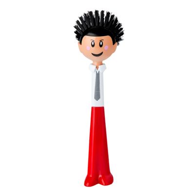 Vigar Dolls Orlando Dish Brush, Dish Brush with Handle that is Ergonomic, Kitchen Brushes for Dishes and Sink Scrub Brush for Cleaning, Red and Black