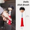 Vigar Dolls Orlando Dish Brush, Dish Brush with Handle that is Ergonomic, Kitchen Brushes for Dishes and Sink Scrub Brush for Cleaning, Red and Black view 2