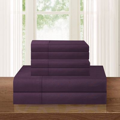 Elegance Linen  1500 Thread Count WRINKLE RESISTANT 4 pc Sheet set, Deep Pocket - All Size and Colors , Queen Purple