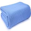 Linteum Textile Supply Blue Hospital Thermal Blanket 66x90 Inch 100% Cotton, Soft and Cozy, Breathable, Open-Cell Weave Design, All Season Twin Hospital Blanket (1-Pack) view 1