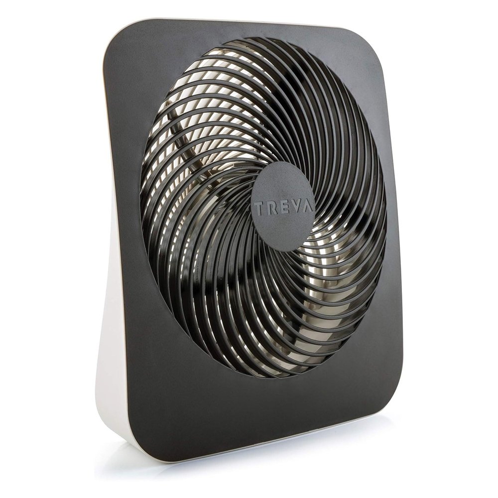 Treva 10-Inch Portable Fan, Powered by Battery and/or AC Adapter - Desk Fan Air Circulating with 2 Cooling Speeds for Personal and Travel Use (Black) (OOS)