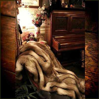 Fur Accents Premium Faux Fur Throw Blanket - Brown Coyote Stripe - Shag - Shaggy Throw - Accent - Nursery Design