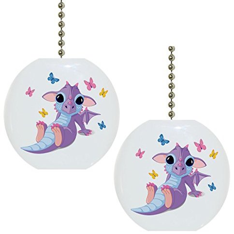 Carolina Hardware and Decor Set of 2 Baby Dragon Butterflies Solid Ceramic Fan Pulls