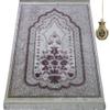 Modefa Turkish Islamic Velvet Prayer Rug - Prayer Mat Carpet for Men and Women - Traditional Muslim Janamaz Sajada - Ramadan or Eid Gift - with Car Hanger - Luxury Winter Rose (Pink/Gray) view 1