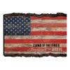 P. Graham Dunn Patriotic American Flag Land of The Free Distressed 4 x 6 Wood Bark Edge Design Sign view 1