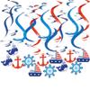 Cute Multicolor Little Sailor Hanging Swirl Decorations - 30" (Pack of 12) - Vibrant Design - Perfect for Birthdays & Baby Showers view 1