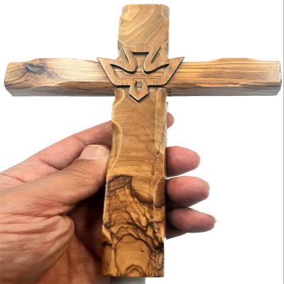 Zuluf 7.8" Olive Wood Dove Cross Wall Hanging Christian Holy Spirit Carved Jerusalem Gift Bedroom Decor CRS019