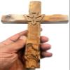 Zuluf 7.8" Olive Wood Dove Cross Wall Hanging Christian Holy Spirit Carved Jerusalem Gift Bedroom Decor CRS019 view 1