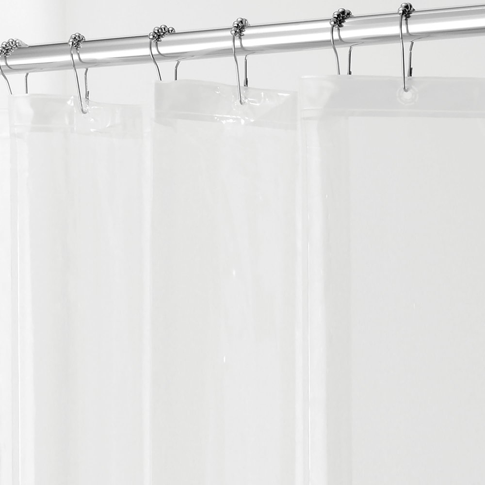 iDesign Waterproof PEVA Plastic Shower Curtain Liner for Use Alone or With Fabric Curtain, 72 x 72, Clear