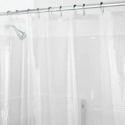 iDesign Vinyl Shower Liner, PVC-Free Curtain with Magnets for Master, Guest, Kids' Bathroom, Bathtub, Long, Clear