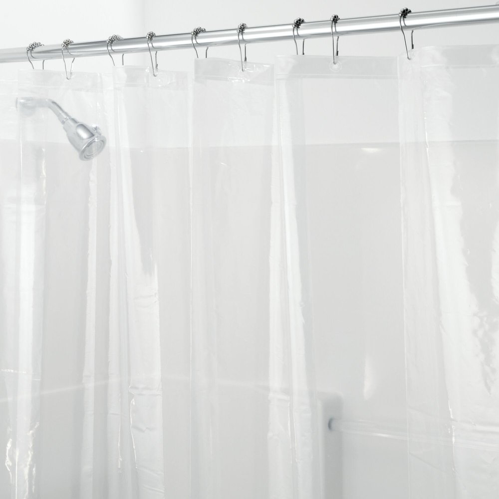 iDesign Vinyl Shower Liner, PVC-Free Curtain with Magnets for Master, Guest, Kids' Bathroom, Bathtub, Long, Clear