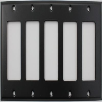 Black 5 Gang GFI/rocker Opening Wall Plate - 5 GFI Rocker