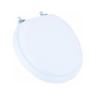 MAYFAIR 13CP 000 Soft Toilet Seat with Chrome Hinges, ROUND, Padded with Wood Core, White