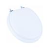 MAYFAIR 13CP 000 Soft Toilet Seat with Chrome Hinges, ROUND, Padded with Wood Core, White view 1