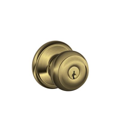 Schlage F51VGEO609 Georgian Antique Brass Steel Entry Lockset ANSI Grade 2 1-3/4 in, No Size, No Color