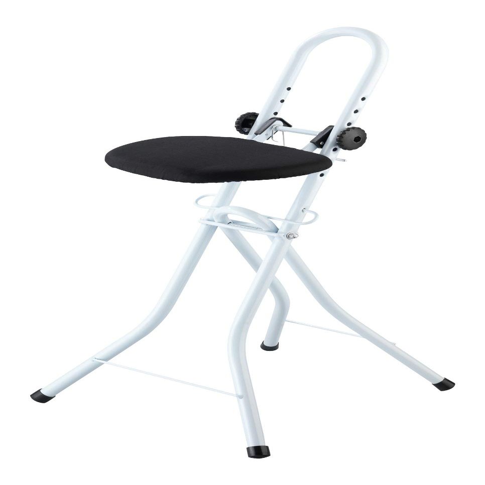 WENKO Standing Chair for Ironing, Adjustable Stool, Standing Desk Stool, Foldable High Seat Office Chair, Tall Chair for Standing Desk, 18.5 x 36 x 17.7 inch, White/Black