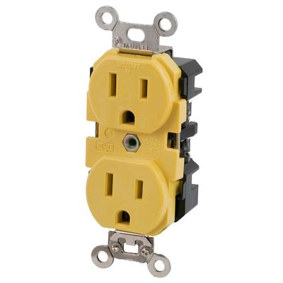 Marinco 5262CRR Receptacle, 15A 125V, Yellow