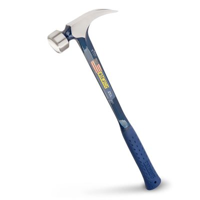 ESTWING BIG BLUE Framing Hammer - 25 oz USA Made Straight Rip Claw Hammer with Forged Steel Construction & Shock Reduction Grip - E3-25S