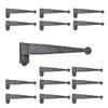 Renovators Supply Manufacturing Black Wrought Iron Offset Lift Off Pintle Strap Hinge 11 in. Pintle Strap Gate and Door Hinges with Hardware Pack of 15 view 1