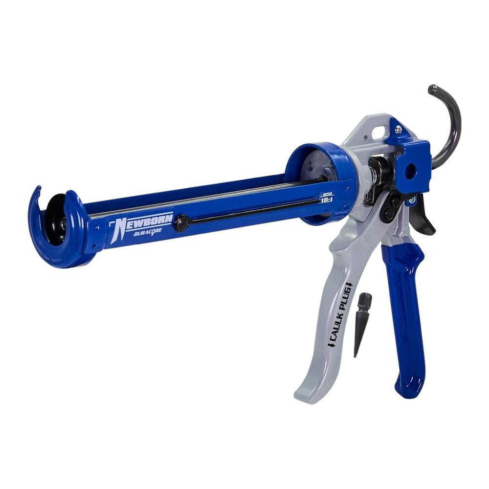 Newborn 250 Super Smooth Rod Revolving Frame Caulking Gun, 1/10-Gallon Cartridge Capacity, 18:1 Thrust Ratio