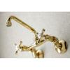 Kingston Brass KS213PB Victorian Two Handle Wall Mount Kitchen Faucet, 7-Inch, Polished Brass view 4
