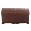 NOVICA Artisan Handmade Cedar Leather Chest Unique Traditional Tooled Covered Wood Brown Woodleather Peru Furniture Trunks Chests [16.25in H x 32in W x 15.75in D] ' Sun and Sky' view 2