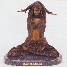 American Handcast Bronze Sculpture Statue Temple of Godness By Demetre Chiparus Regular Size