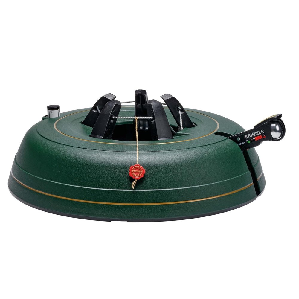 Krinner Christmas Tree Genie XXL Deluxe - Green Tree Stand - Original Single Cable Operation, Holds up to 12 ft Live Trees - Foot Pedal Setup & Water Reservoir with Level Indicator - German Made