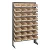 Quantum QPRS-107BL Single-Sided Display Sloped Pick Rack Kit for Warehouse Retail Store | 400 lbs Capacity | (32) QSB107 Blue Bins; (8) Shelves Configuration | 12"D x 36"W x 60"H, Gray, Carbon Steel view 1