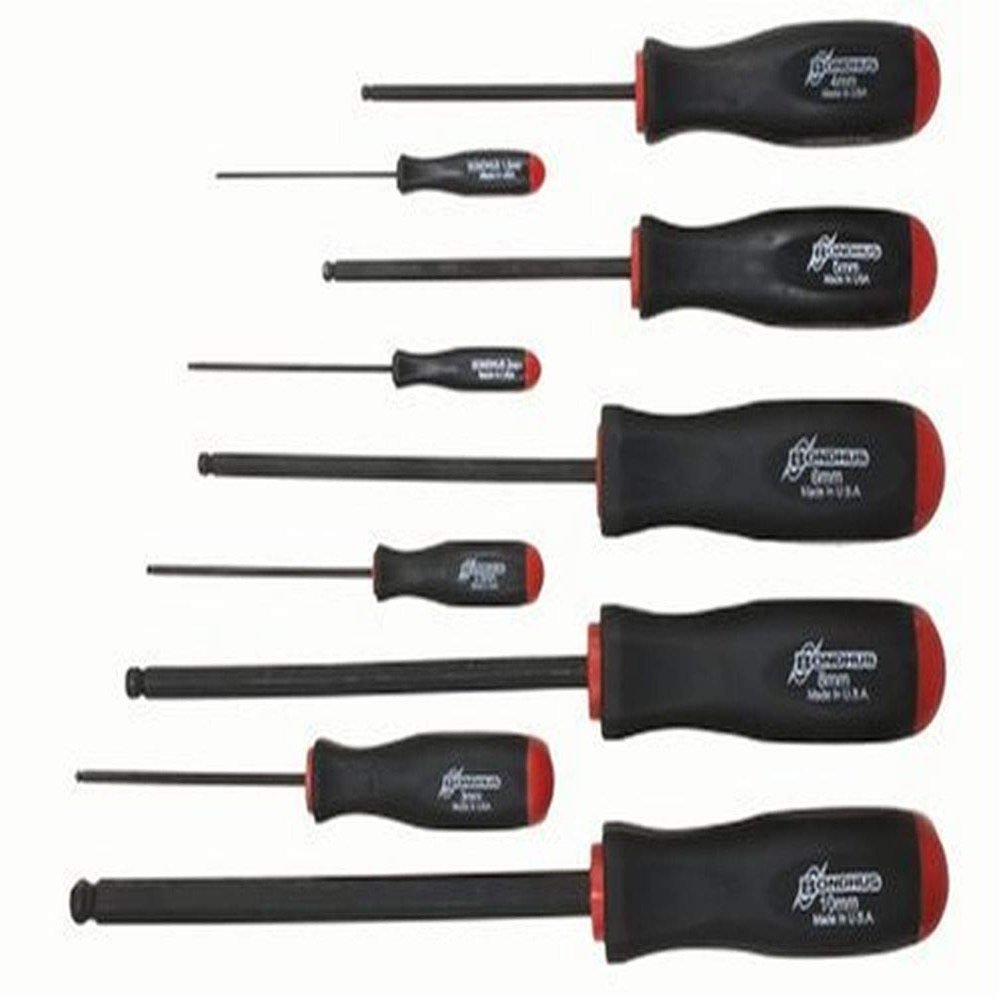 Bondhus 74699 Set of 9 Balldriver Screwdrivers with ProHold Tip, ProGuard Finish, sizes 1.5-10mm