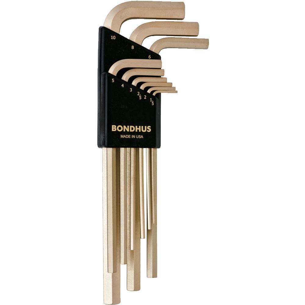Set 9 GoldGuard Plated Hex L-Wrenches 1.5-10mm - Long