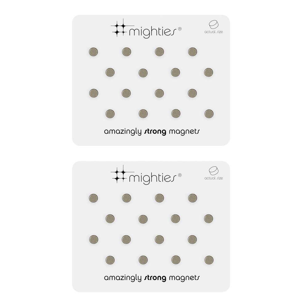 Three by Three Seattle Mini Mighties Magnets, Strong, Heavy Duty Magnets for Fridge, Dry Erase Whiteboards, and More in Home Offices, Cubicles, Schools (32 Pack, Chrome)