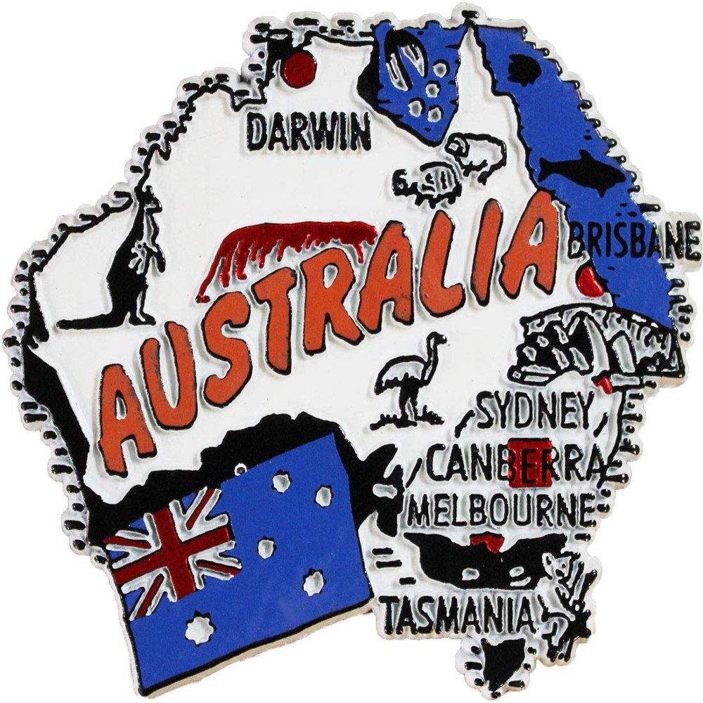 Australia Country Outline Refrigerator Magnet, Approximate Size 2 inch x 3 inch