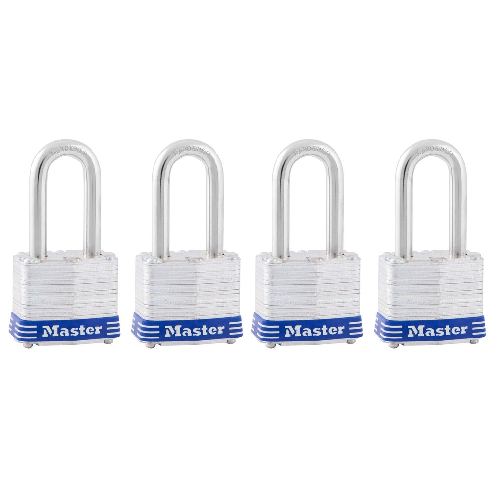 Master Lock 3QLF Outdoor Padlock with Key, 4 Pack Keyed-Alike