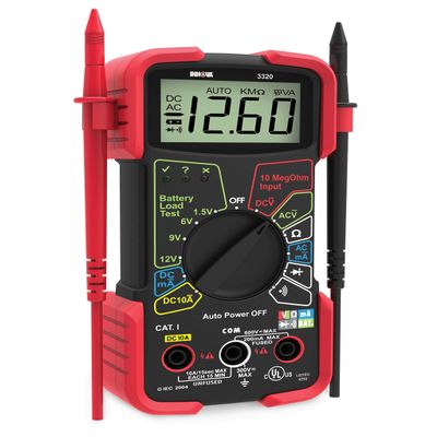 INNOVA 3320 Auto-Ranging Digital Multimeter, Red & Black