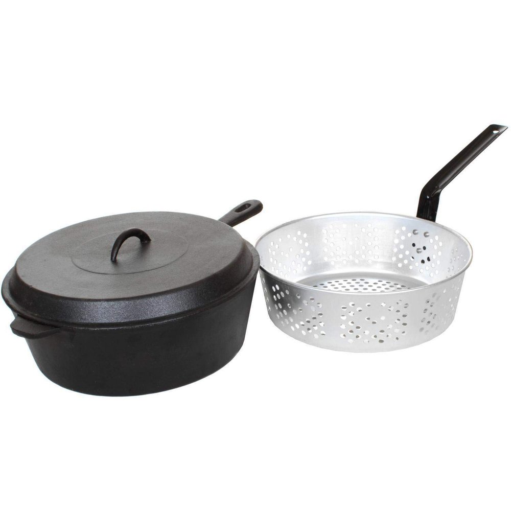 Cajun Cookware Fryers 6-quart Seasoned Cast Iron Chicken Fryer With Basket - Gl10495as