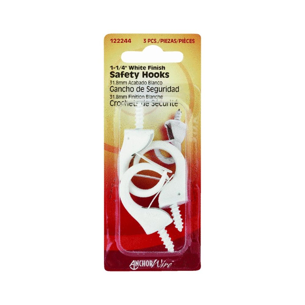Safety Hook, White, 1.25-In., 3-Pk.