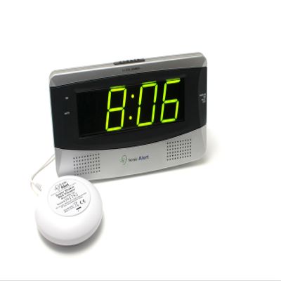 Sonic Alert Large Digital Clock, Loud Alarm Clock for Heavy Sleepers with Snooze, Full Range Brightness Dimmer, Outlet Powered Digital Clocks for Bedroom, Desk, Bedside, Shelf (gray) Silver