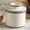 Butter Bell - The Original Butter Bell crock by L Tremain, a Countertop French Ceramic Butter Dish Keeper for Spreadable Butter, Le Bistro, White with Blue Trim view 4