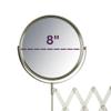 JERDON Two-Sided Wall-Mounted Makeup Mirror - Makeup Mirror with 7X Magnification & Extendable Arm - 8-inch Diameter Mirror with Nickel Finish Wall Mount - Model JP2027N view 2