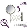 JERDON Two-Sided Wall-Mounted Makeup Mirror - Makeup Mirror with 7X Magnification & Extendable Arm - 8-inch Diameter Mirror with Nickel Finish Wall Mount - Model JP2027N view 3