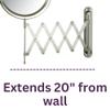 JERDON Two-Sided Wall-Mounted Makeup Mirror - Makeup Mirror with 7X Magnification & Extendable Arm - 8-inch Diameter Mirror with Nickel Finish Wall Mount - Model JP2027N view 4