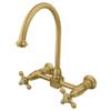 Kingston Brass KS1292AX Restoration Wall Mount Bridge Kitchen Faucet, Polished Brass view 1