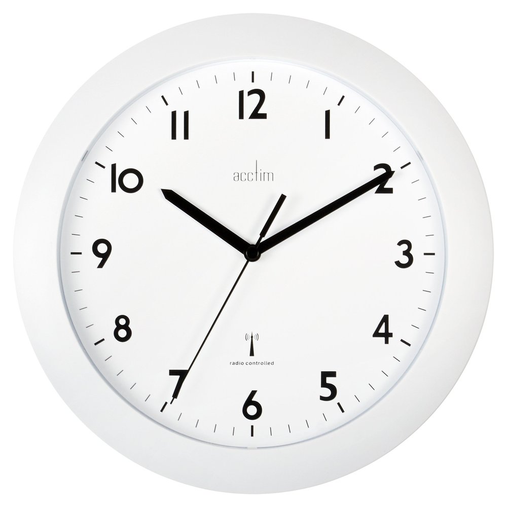 Acctim Cadiz RC Wall Clock 25.5cm White 74132, l x 25 cm w
